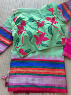 Podhuru khadi with kanchi weave border- Green