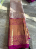 onion pink Kanchipuram Silk Saree