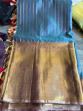 blue kanchi with mauve border