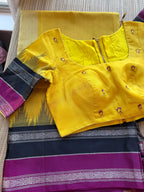 Podhuru khadi with kanchi weave border- Yellow/black