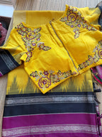 Podhuru khadi with kanchi weave border- Yellow/black