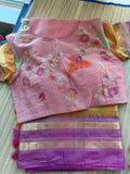 Podhuru khadi with kanchi weave border- Peach