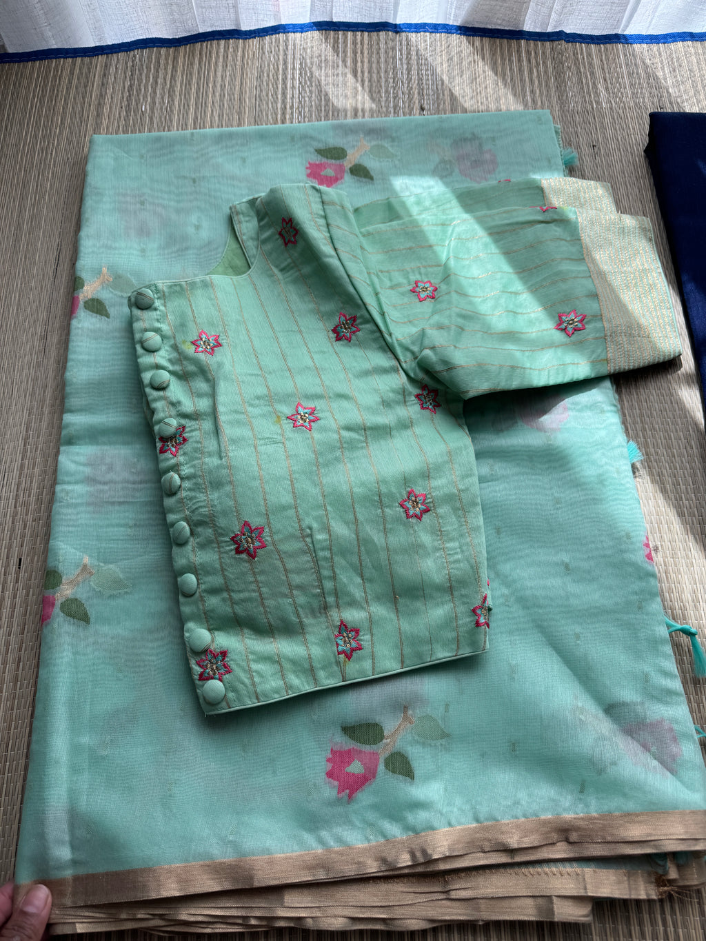 Munga cotton with jamdani weave