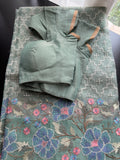 Matka tissue saree -mint green