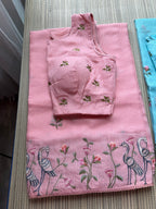 Kota Saree with Embroidered Swan Border