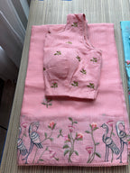 Kota Saree with Embroidered Swan Border