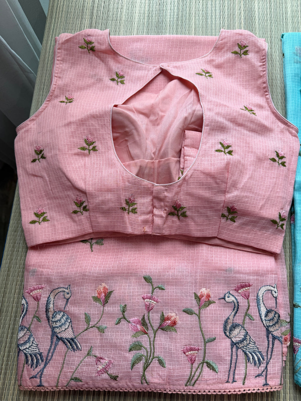 Kota Saree with Embroidered Swan Border