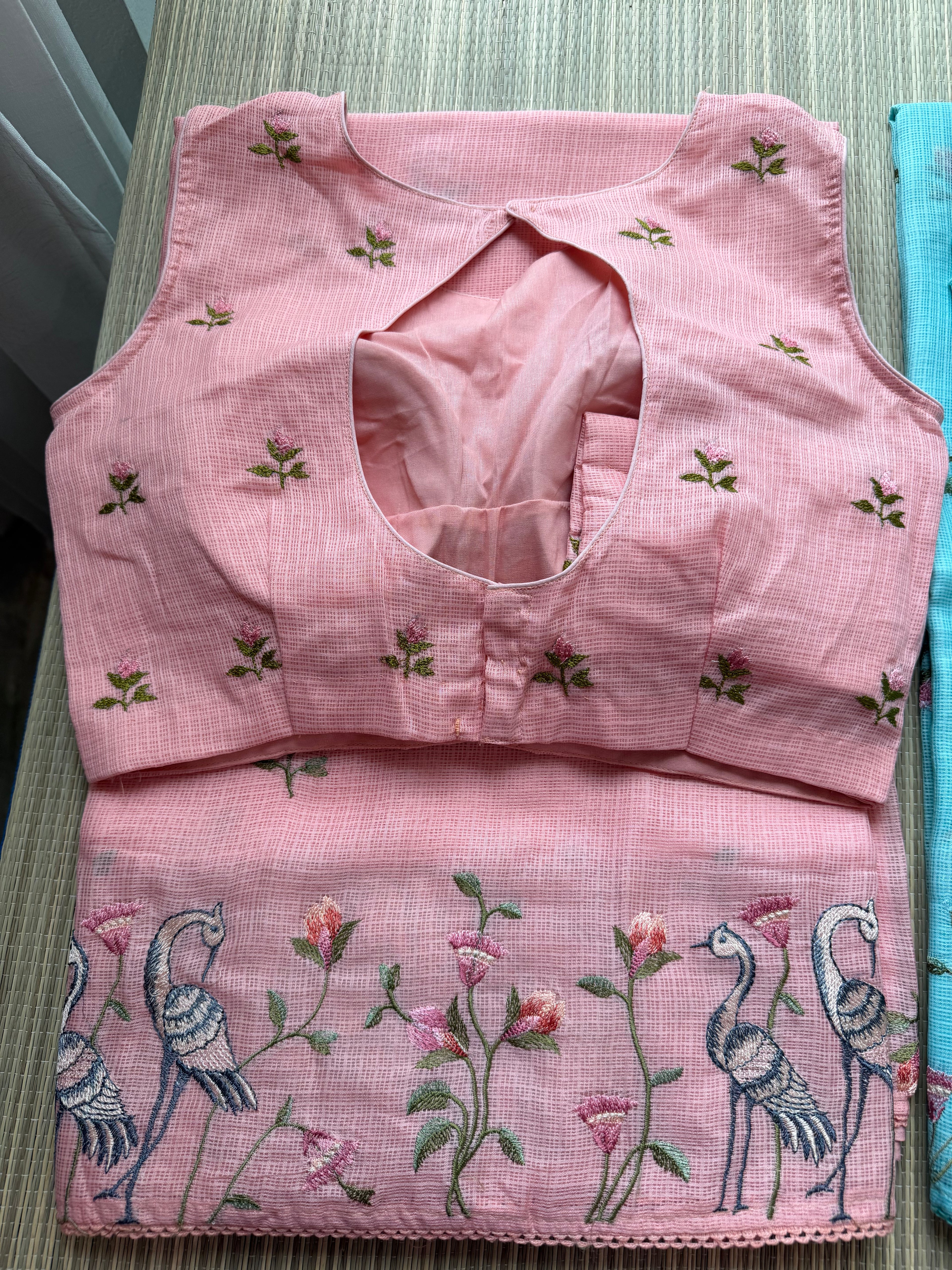 Kota Saree with Embroidered Swan Border