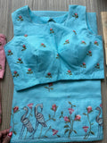 Kota Saree with Embroidered Swan Border