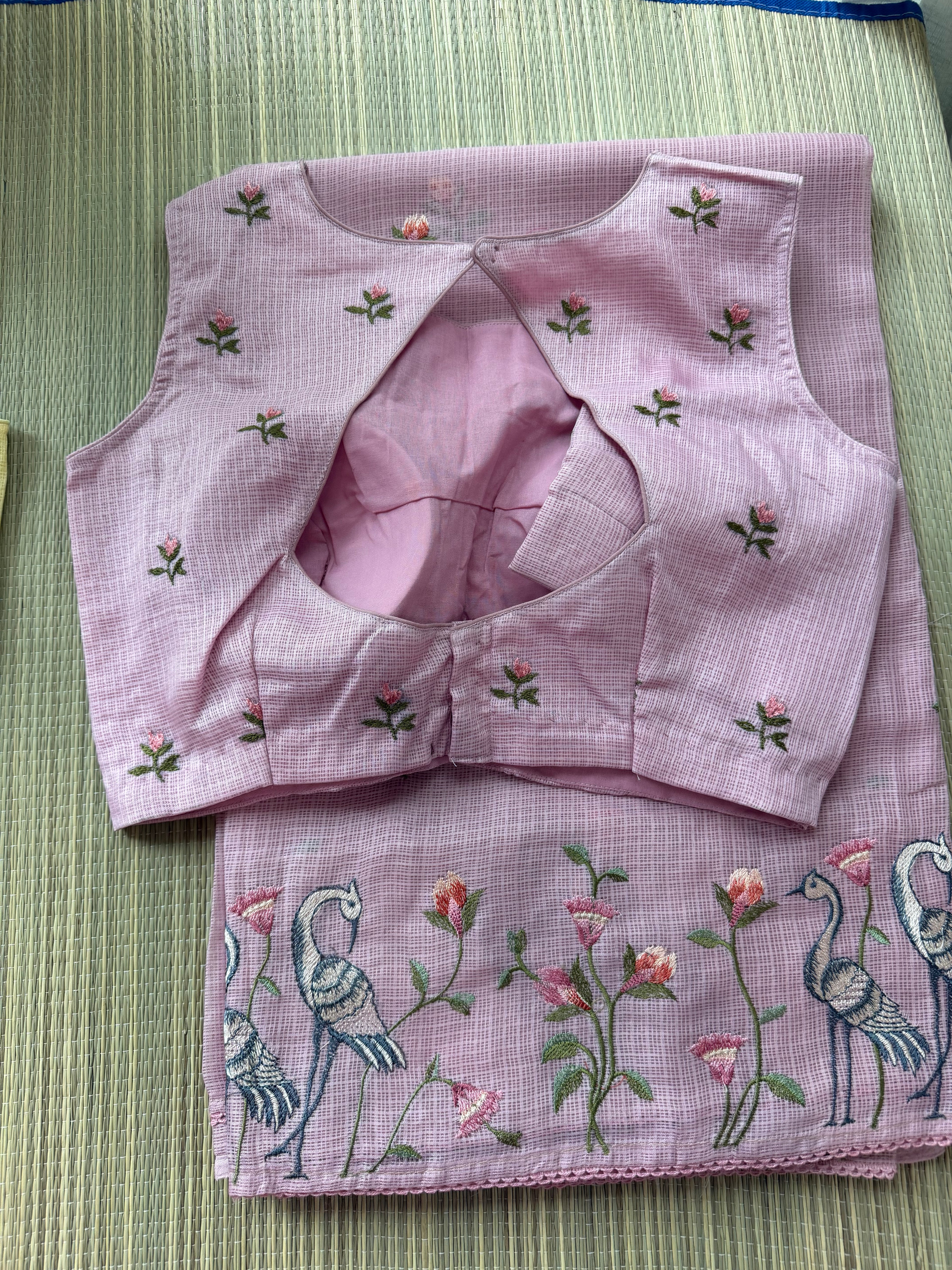 Kota Saree with Embroidered Swan Border