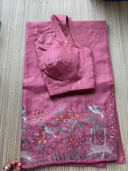 Kota Saree with Embroidered Deer Border