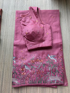 Kota Saree with Embroidered Deer Border