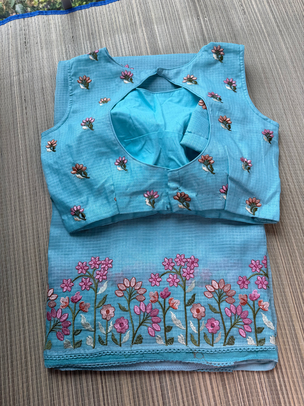 Kota Saree with Embroidered Small Floral Border