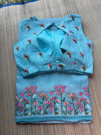 Kota Saree with Embroidered Small Floral Border