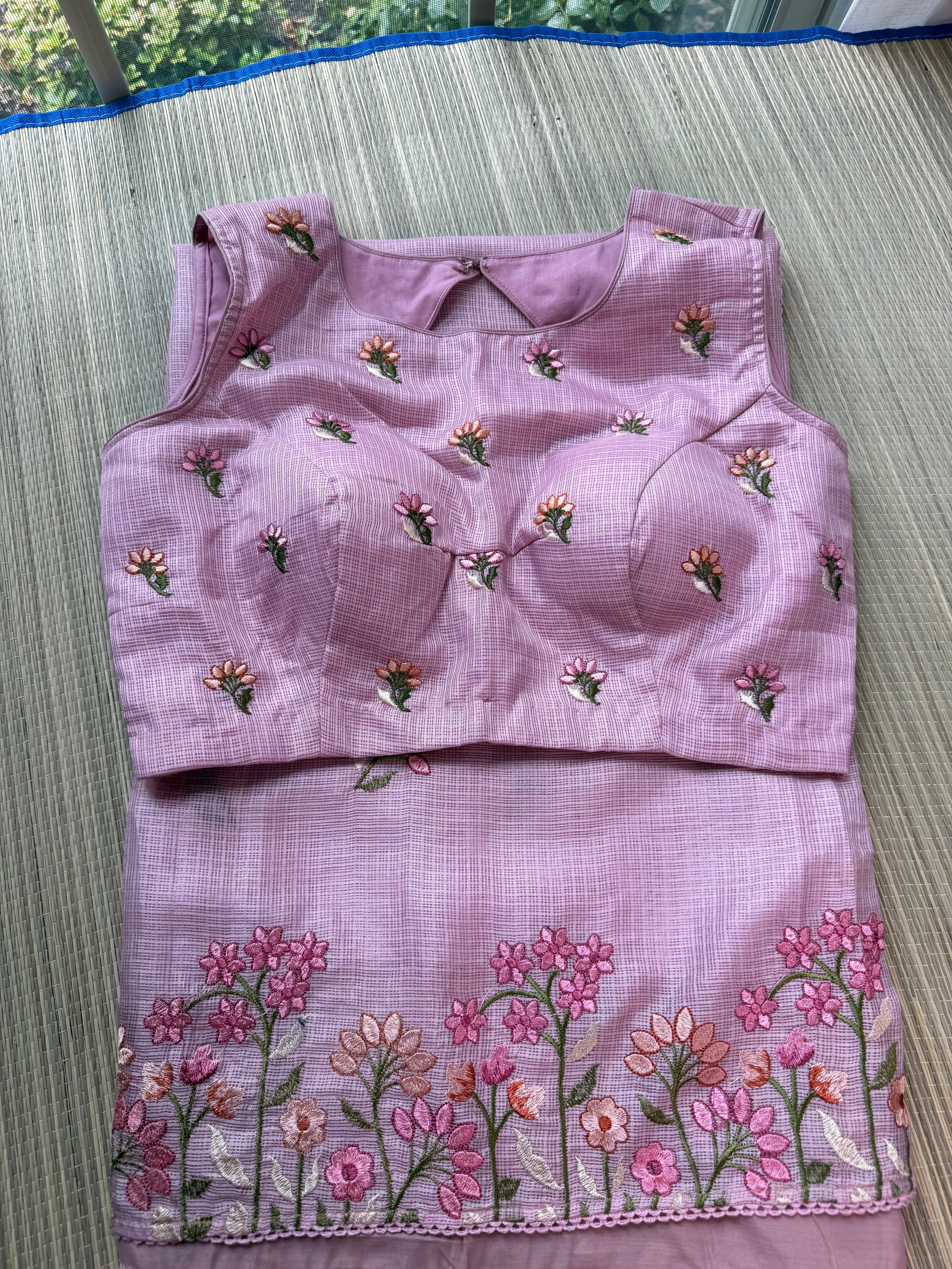 Kota Saree with Embroidered Small Floral Border