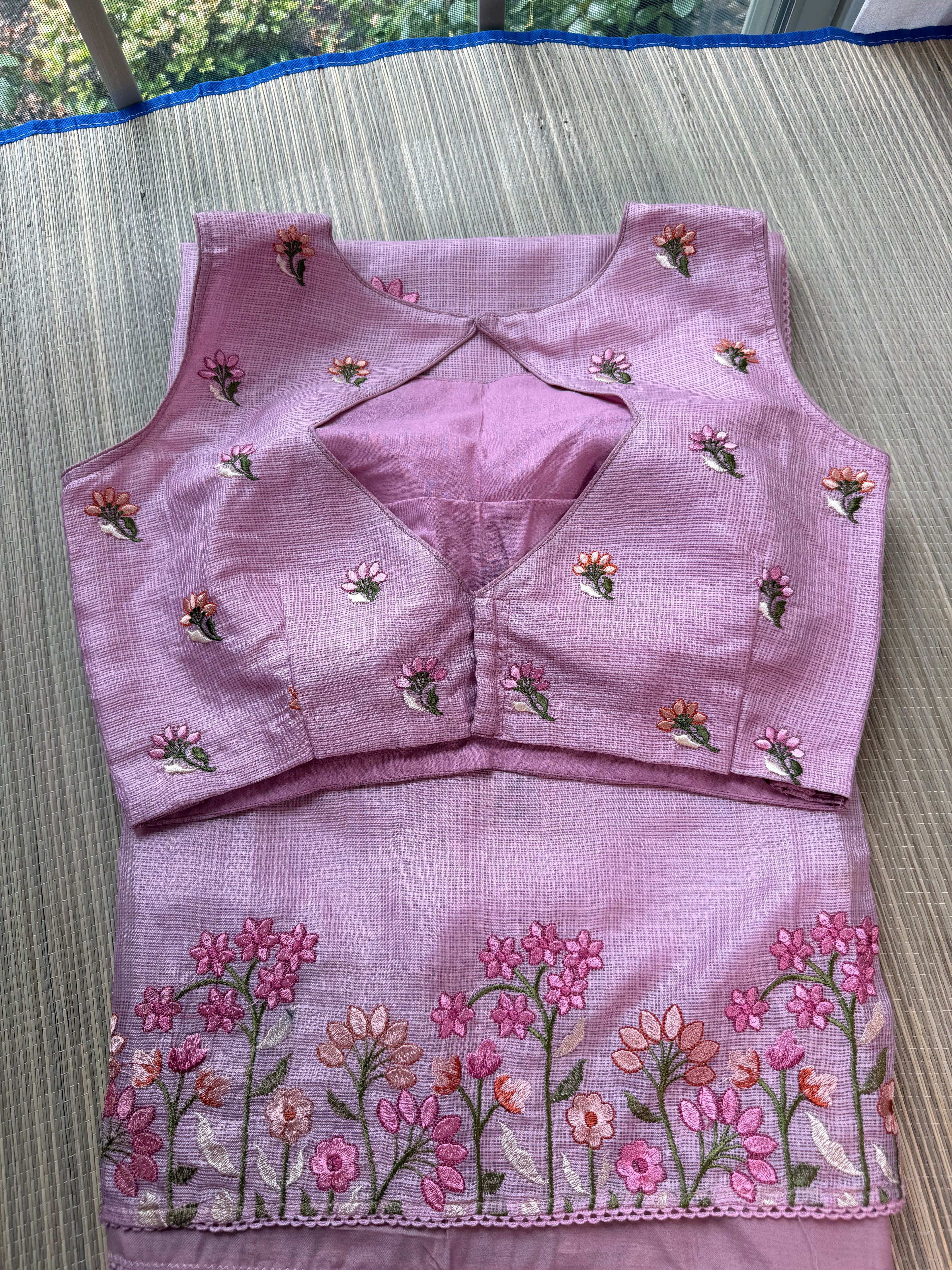 Kota Saree with Embroidered Small Floral Border