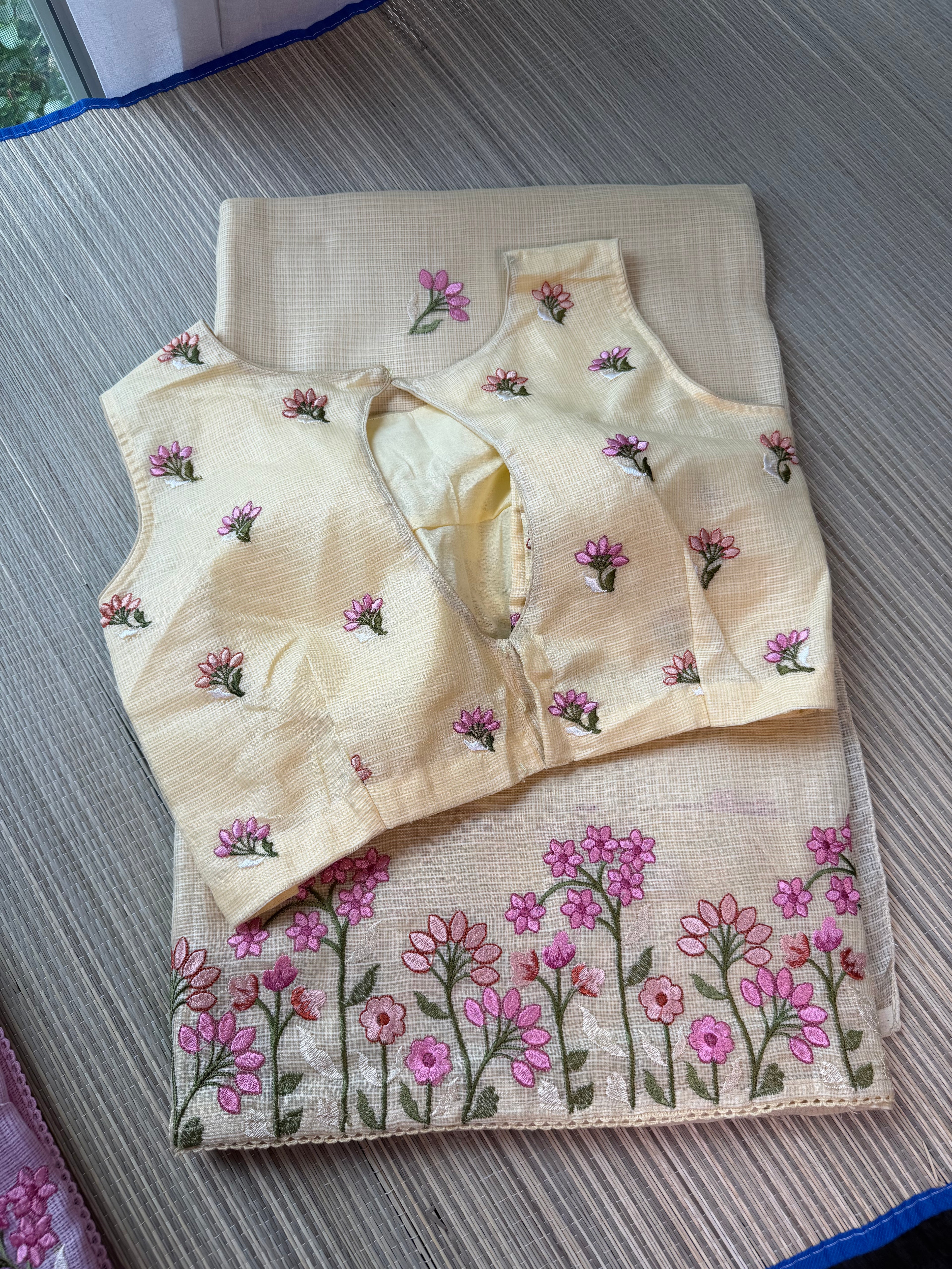 Kota Saree with Embroidered Small Floral Border