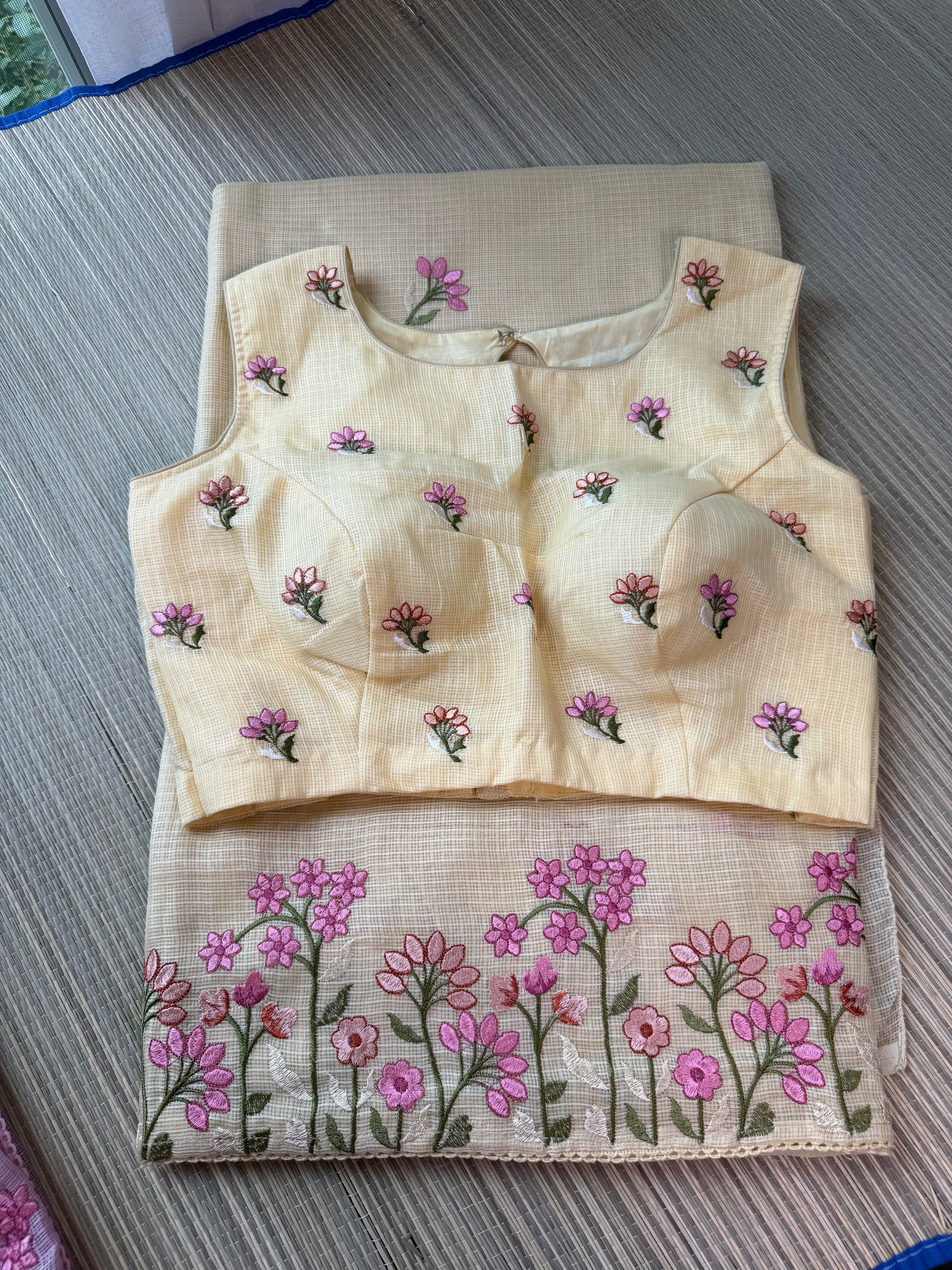 Kota Saree with Embroidered Small Floral Border