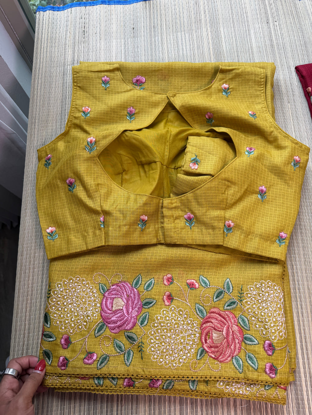 Kota Saree with Embroidered  Floral Border
