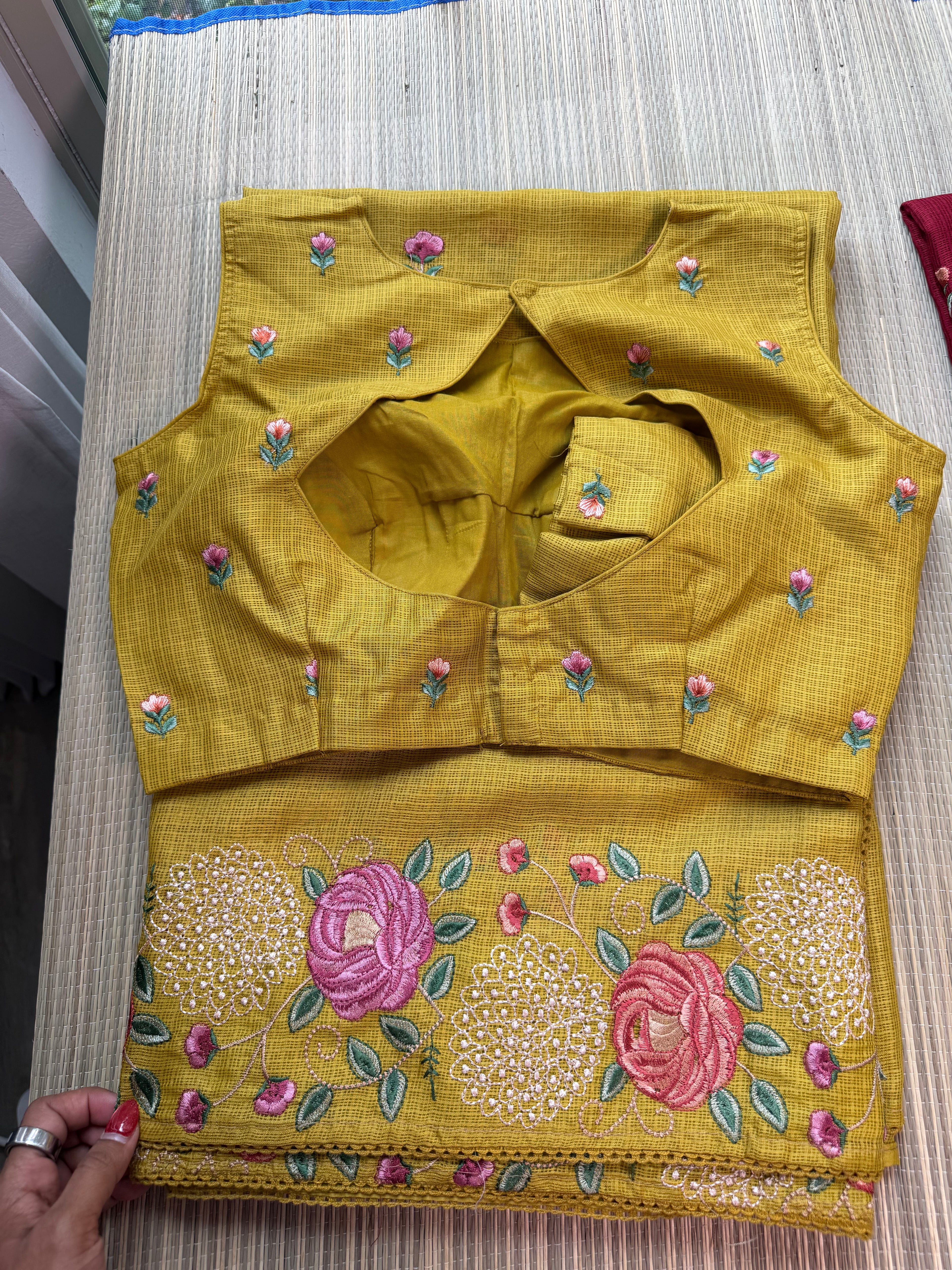 Kota Saree with Embroidered  Floral Border
