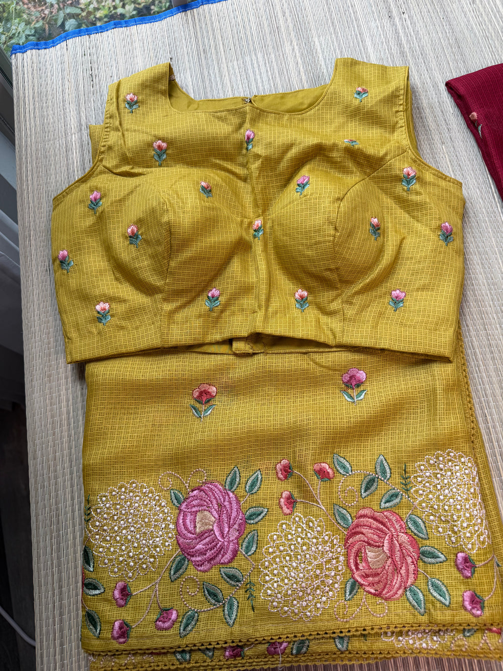 Kota Saree with Embroidered  Floral Border