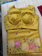 Kota Saree with Embroidered  Floral Border