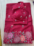 Kota Saree with Embroidered  Floral Border