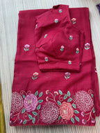 Kota Saree with Embroidered  Floral Border