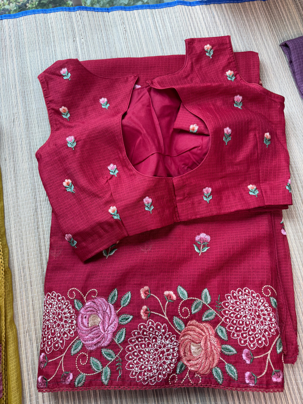 Kota Saree with Embroidered  Floral Border