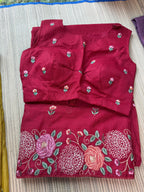 Kota Saree with Embroidered  Floral Border