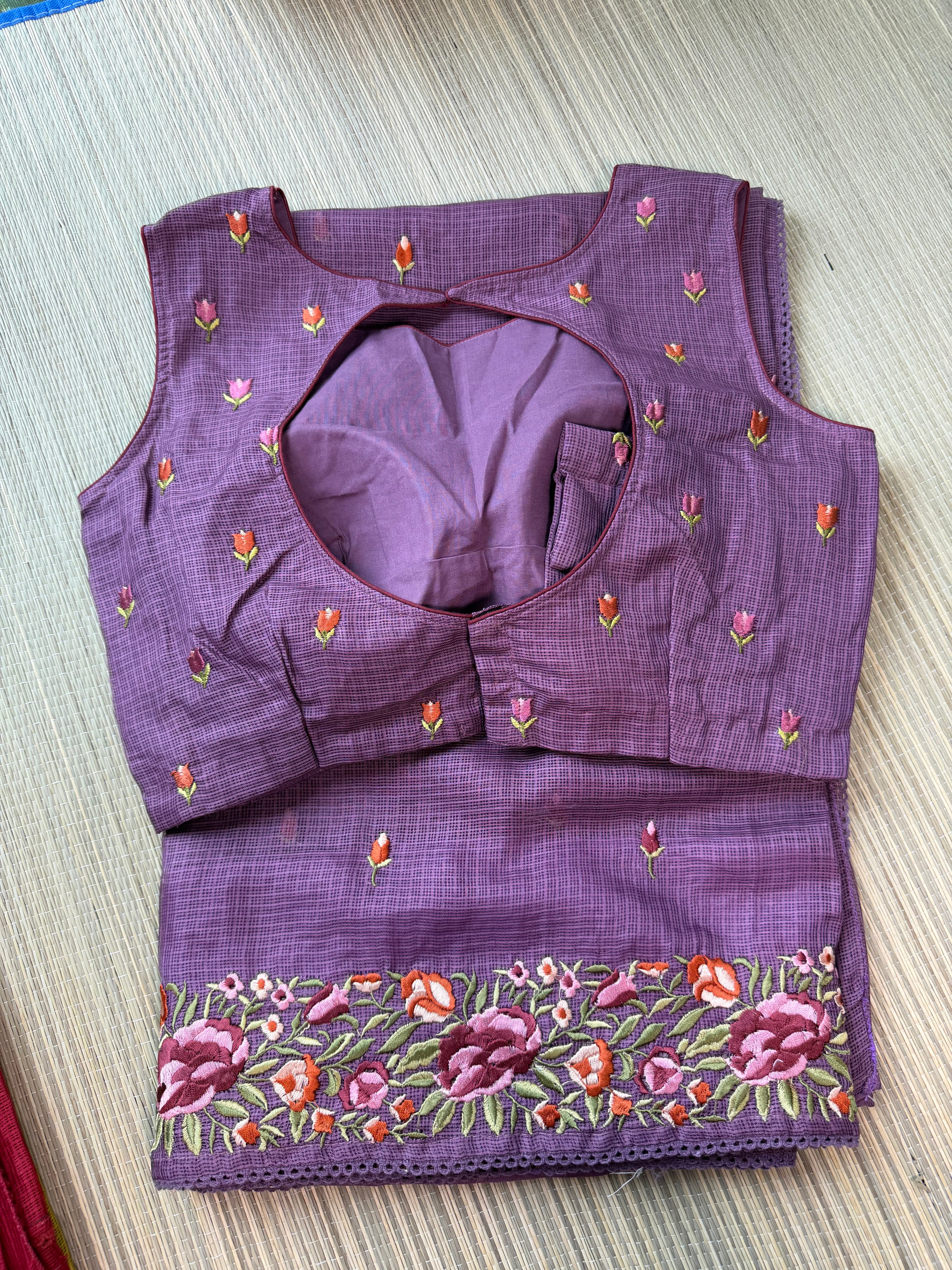 Kota Saree with Embroidered  Floral Border