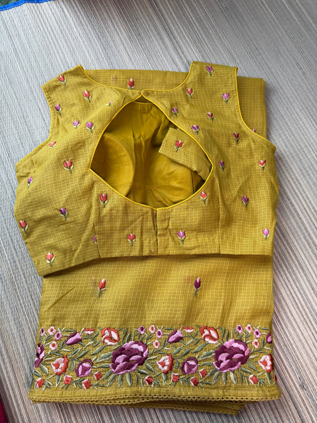 Kota Saree with Embroidered  Floral Border