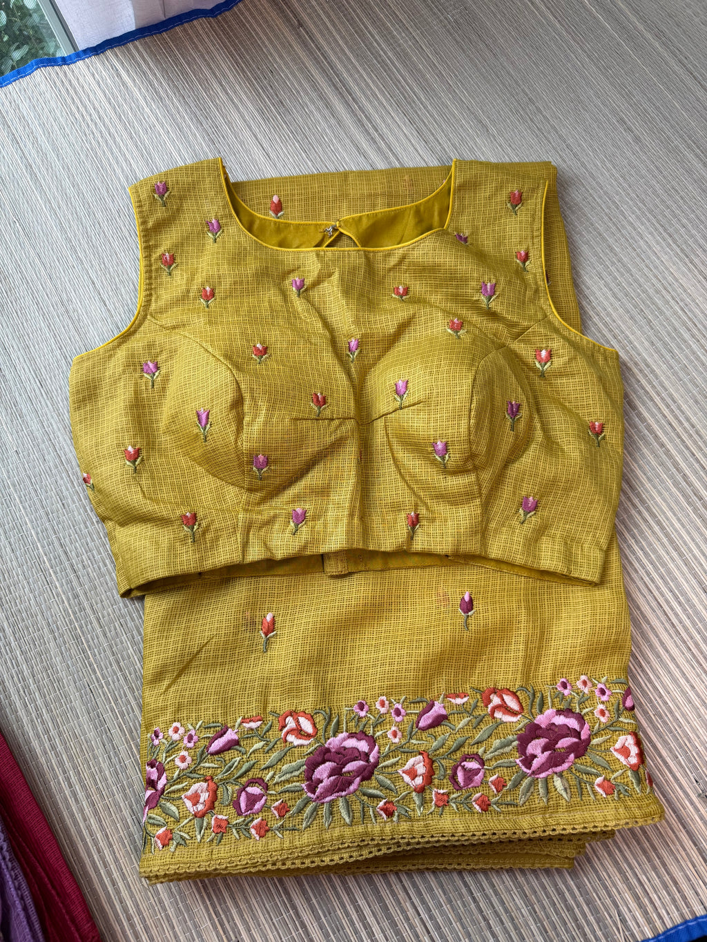 Kota Saree with Embroidered  Floral Border