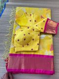 Muslin Jamdani Saree with Kanchi Border - Yellow