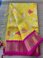 Muslin Jamdani Saree with Kanchi Border - Yellow