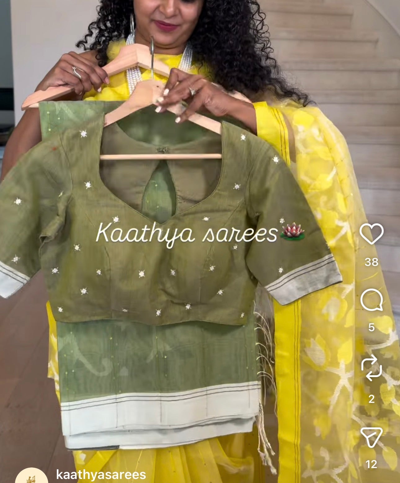 Green Jamdani saree