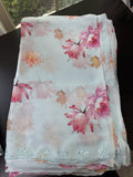 Floral Saree with flat mirror Embroidered Border
