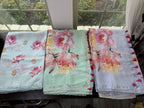 Floral Saree with flat mirror Embroidered Border