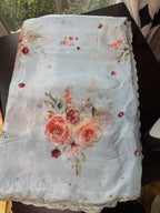 Bunch Floral Sarees with  Embroidered Border