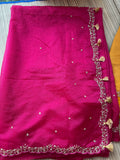 Tussar Kota Saree with Delicate Embroidered Scallop Border