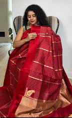Red Striped Benares Saree