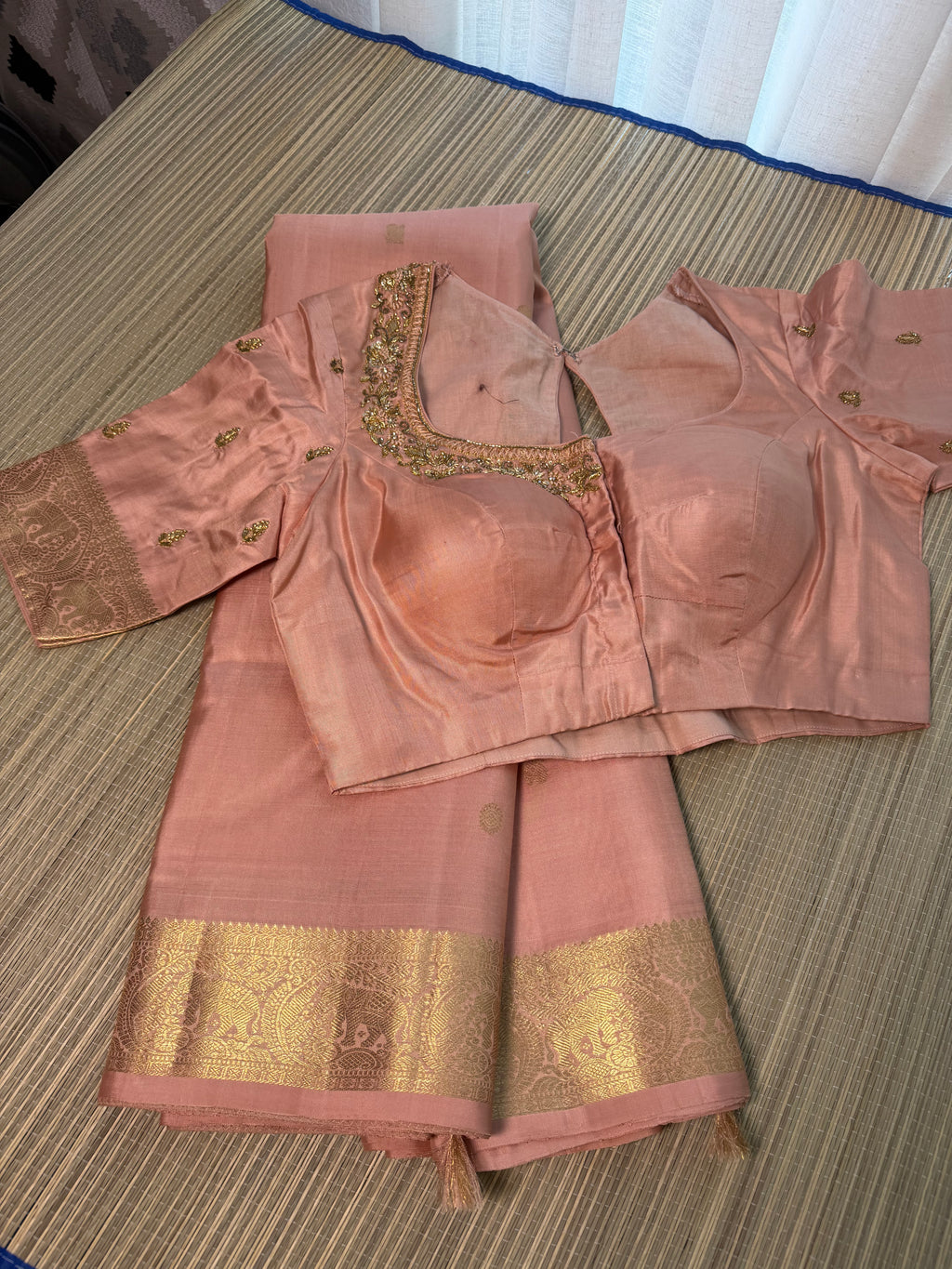 Kanchipattu Saree with Hand-Embroidered Blouse