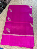 Hot Pink Benarasi Saree with Floral Motifs