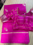 Hot Pink Benarasi Saree with Floral Motifs