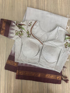 Grey and Brown Ponduru Khadi Saree