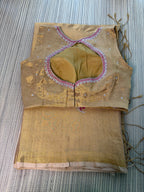 Tissue Jamdani Saree with Allover Motifs- Gold