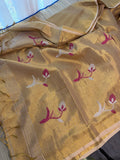 Tissue Jamdani Saree with Allover Motifs- Gold