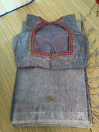 Tissue Jamdani Saree with Allover Motifs- Grey