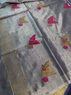 Tissue Jamdani Saree with Allover Motifs- Grey