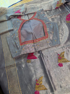 Tissue Jamdani Saree with Allover Motifs- Grey
